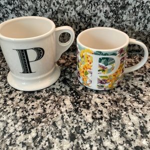 Set Lot Bundle of 2 Two Anthropologie Letter P Initial Monogrammed Handl…
